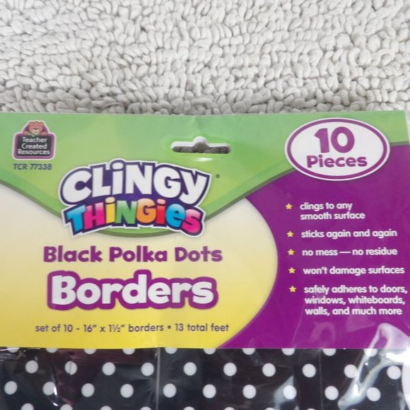 Teacher Created Resources Clingy Thingies Blac Polka Dots Borders - Picture 4 of 5